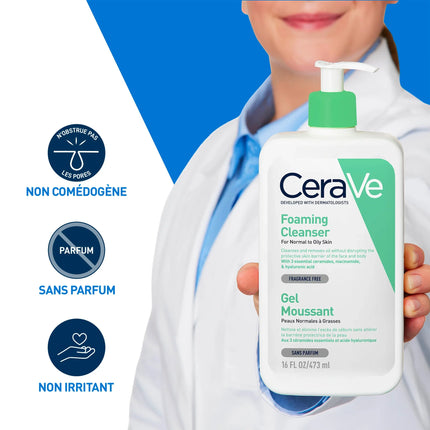 Cerave Gel Moussant Nettoyant Peau Normale à Grasse